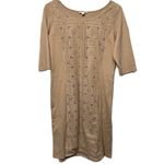 Nurture Boho Midi Suede Geometric Modern Pattern Size Medium Dress Tan Photo 5