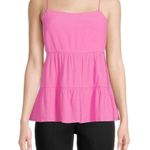Time & Tru 🆕NWT Cami Tank Top Barbie Pink spaghetti straps  Women's Tiered XL Photo 1