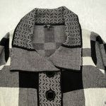 Sioni Sweater Cardigan Jacket Womens XL Black & White Buffalo Plaid Big Buttons Photo 1