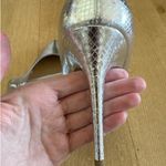 Michael Kors - Amara Metallic Snake Embossed Leather Pumps in Silver Photo 6