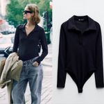 ZARA NWT  Polo Bodysuit In Black Photo 1