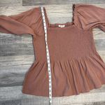 Madewell  Lucie smocked peplum long sleeve top pink square neck size 14 I48 Photo 7