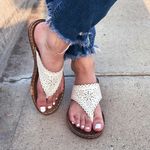 White Laser Cut Out Vegan Leather Sandal Size 8 Photo 2