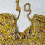 Floral Puff Sleeve Blouse Fall in Yellow and Brown Top Size M Photo 9