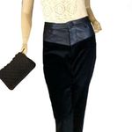 Alice + Olivia BLACK CORDUROY CROPPED FLARE LEG PANTS WITH LEATHER TRIM (6) Photo 0