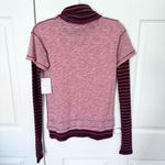 Free People NWT WE THE FREE Pink and Burgundy Striped Top XS Photo 3