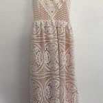 Chicwish  Moonlit White Lace Crochet Open Tie Back Midi Dress XS Photo 1
