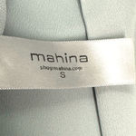 Mahina  | Small | Slinky Blue-Gray Satin Sleeveless Tie-Neck Tiered Mini Dress Photo 2