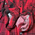 American Rag  Plaid Long Shirt/Mini Dress Womens Large Red Black Tie Waist Casual Photo 6