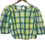 a.n.a  New Approach Gingham Plaid Green crop top size medium Photo 0