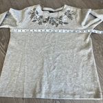 Ann Taylor  Sweatshirt Womens Medium Floral Embroidered Gray Photo 2