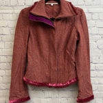 Diane Von Furstenberg  Marika Wool Tweed Jacket Zip Up Size 6 Vintage Photo 0