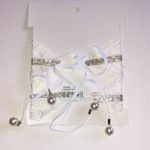 White Lace Ankle Adornments with Silver Tone and Faux Pearl Accents Photo 2