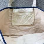 Vintage Ivory Navy Blue Embroidered Wolf Boat Oversized Tote Bag Fisherman Style Photo 2