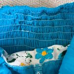 Vintage 70’s Handmade Turquoise Embroidered Halter Handkerchief Hem Dress Small Blue Photo 14