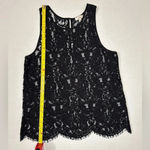 Wilfred ‎ Black Floral Lace Tank Top with Keyhole Back Medium Photo 4