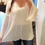 Cotton Candy LA cream hi low bell sleeve boho top Photo 4