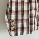 Joie Anilah Double Breasted Blazer Jacket Plaid Brown Red White Size Small Photo 8