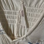 Free People  Anthropologie Adella Smocked Mini Dress Ivory Size Small Photo 4