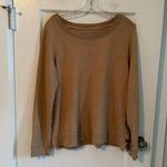 Lands' End  Canvas Knit Long Sleeve Sweatshirt Tunic  Brown Tan, Side Buttons Photo 0