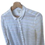 Garnet Hill  Women's Petite M Striped Linen Blouse Multicolor Long Sleeve Photo 2