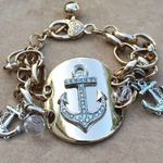 Two Tone Crystal Beach Anchor Crystal Bracelet Silver Photo 0