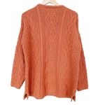 Vintage Aran Crafts Ireland Orange Merino Wool Knit Sweater Sz M Size M Photo 3