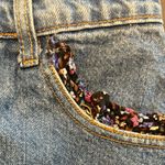 VTG 80s 90s youthful cottagecore whimsy floral fabric detail denim mini skirt 26 Photo 3