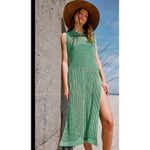 Free People  Crew Crochet Poncho In Island Green. One Size Photo 8