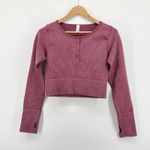 Aerie NEW NWOT Main Squeeze Seamless Waffle Crop Henley Large Long Sleeve Thumb Holes Photo 1