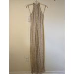 Mac Duggal New NWT Beaded Sleeveless High Neck Column Gown Nude Silver Size 6 Photo 6