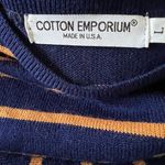 Cotton Emporium Nautical Striped Bi-color Sweater Navy Mini Dress Sz L Photo 3