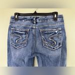Silver Jeans Suki womens 29/31 medium wash mid rise slim bootcut Distressed blue Photo 4