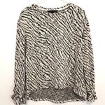 Sharagano Zebra Print Hacci Blouse Cream Off White Black Animal Long Sleeve Top Photo 1