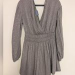 Hudson Gray Surplice Romper – Satin-Look Long Sleeve Taupe Gray Large Photo 5