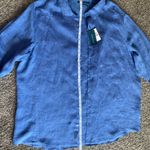 Perry Ellis 100% Linen Blue Button Down Shirt Women’s 3X NWT Photo 5