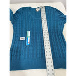 st. john's bay Womans St John’s Bay Teal V Neck Cable Knit Pullover Long Sleeve Sweater XXL Photo 6