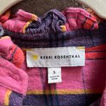 KERRI ROSENTHAL MIA PLAID SHIRT cabin pink plaid ruffle small cotton flannel Photo 5