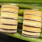 Givenchy Vintage  Silver & Gold-tone Ribbed Radiator Half Hoop Clip-On Earrings Photo 0