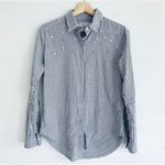 Rails Taylor Florence Striped Cotton Blend Shirt Studded Pearl Embellishment XS Photo 1