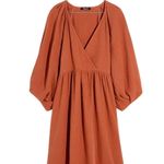 Madewell Marianna Puff-Sleeve Mini Dress Ground Clove Burnt Orange color raglan Photo 4
