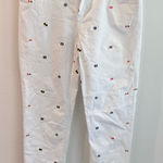 Lilly Pulitzer Mainline Jean Cropped White Embroidered Nautical Flag Size 10 Photo 0