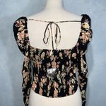Free People  Hillary Square Neck Poof Long Sleeve Floral Keyhole Crop Top M NWOT Photo 8