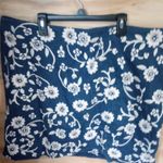 Boden Midi Skirt Navy/White Floral Embroidered Denim 16 Blue Photo 0