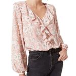 ASTR The Label Pink Floral Ruffle Blouse Button Blush Going Out Business Casual Photo 0