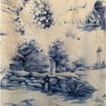 Talbots  Women's White Blue Irish Linen Pencil Skirt Size 10 Back Zip EUC Photo 0