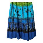 Jasmine  India Cotton Skirt Blue Green Paisley Sequin Hippie‎ Boho Size Small Photo 3