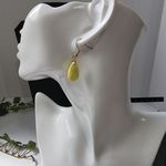 Boho Bid Yellow Teardrop with Gold Leaves Necklace Earrings Set Photo 4