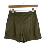 Intermix Women’s Remi Pleated Lamb Leather High Rise Shorts Olive Green 0 Photo 0