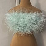 Missguided  Mint Green Feather Strapless Crop Top 6 Coquette Mermaid Fairy Party Photo 1